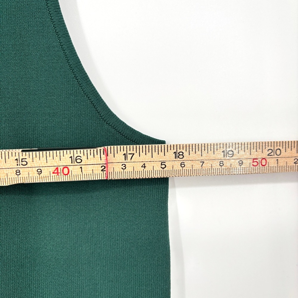 Aleeza Paris Long Knit Blazer Vest Emerald Green Double Breasted Longline XS - Picture 8 of 14